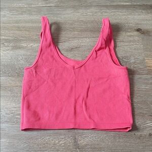 Pink Ribbed Women's Crop Top